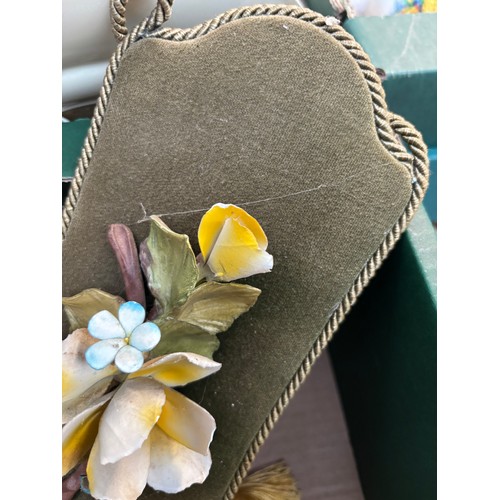 93 - 2 Boxes containing Capo Di Monte figures, 'sewing machine' trinket box and flowers