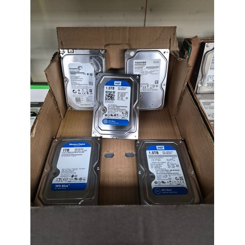 194 - Box containing assorted hard drives including 3 Western Digital 1TB