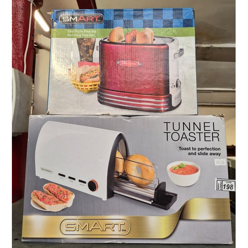 198 - 'Smart' tunnel toaster and 50's style pop up hot dog toaster