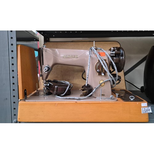 208 - Vintage Singer 201K electric sewing machine and case