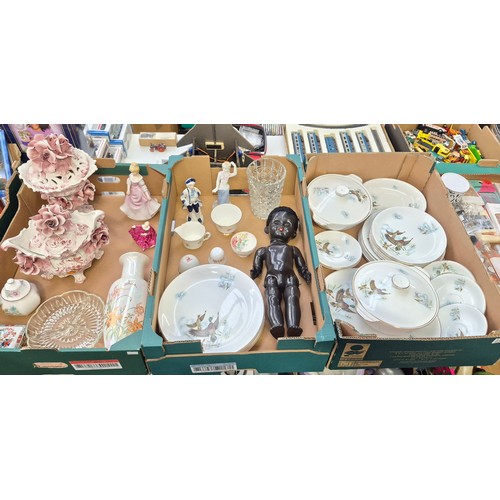 229 - 3 Boxes containing Alfred Meakin Fenland, Capodimonte, Royal Doulton Kirsty figurine etc