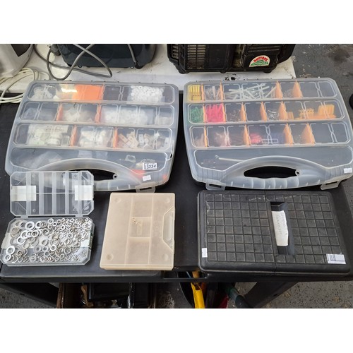 334 - 2 Compartment toolboxes and contents, and a spanners and socket set etc