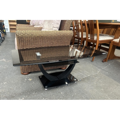 344 - Modern black glass coffee table