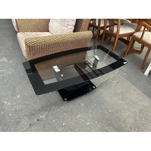 344 - Modern black glass coffee table