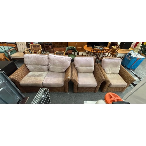 343 - 2 Seater conservatory sofa and 2 matching chairs