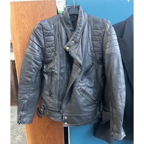 315 - Biker’s leather jacket with eagle decoration (size: 38