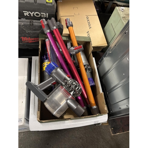 375 - Box containing cordless Dyson vacuums