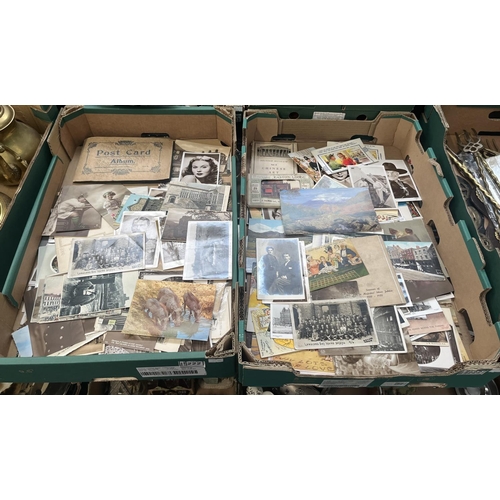 2 Boxes containing vintage postcards including unused sets