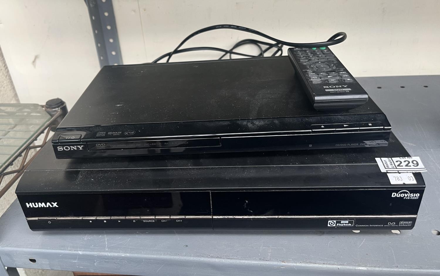 Humax freeview box (PVR-9200T) and Sony DVD player (DVP-SR150)