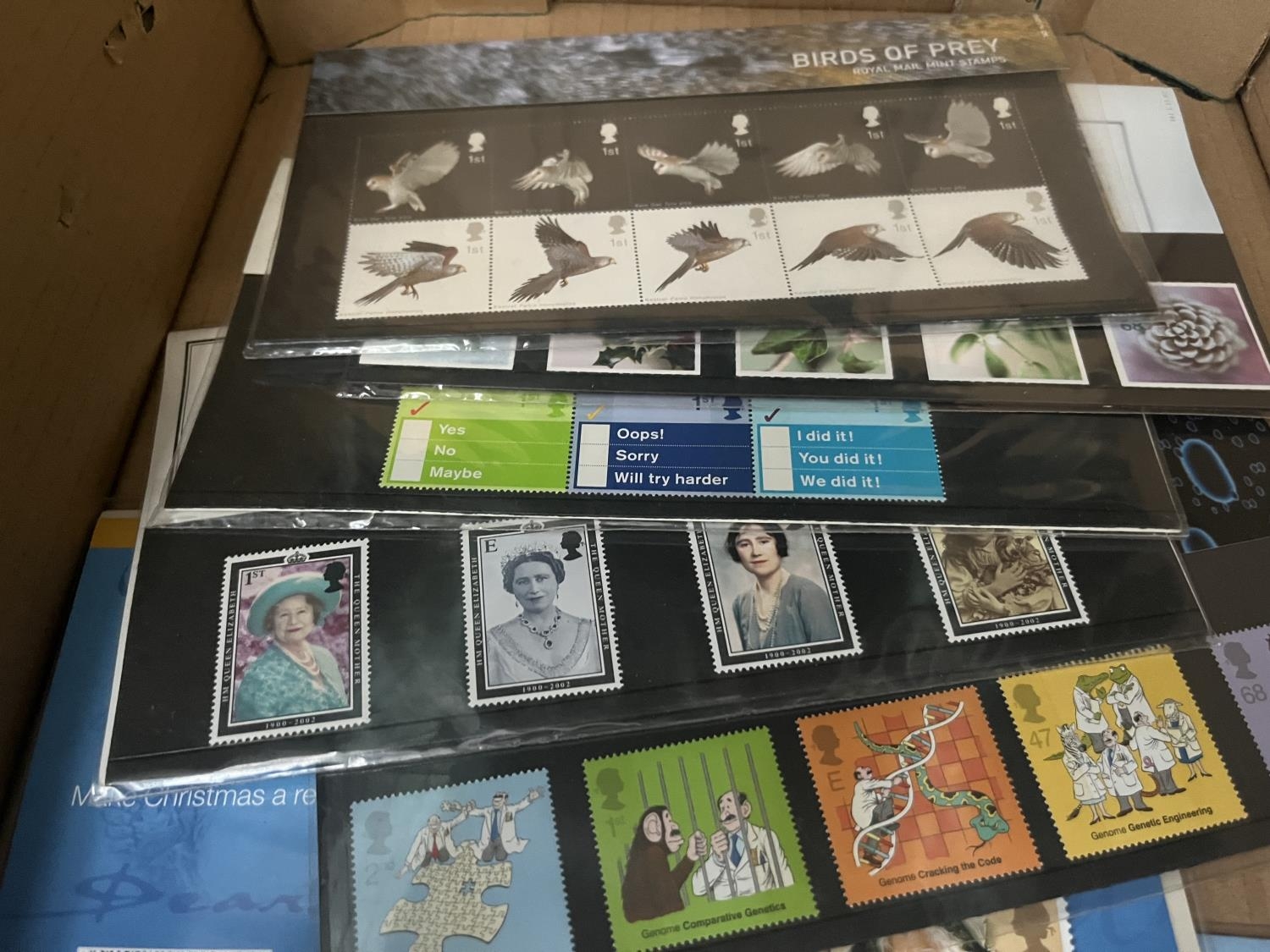 Box containing a quantity of stamp sets (25 usable first class stamps)