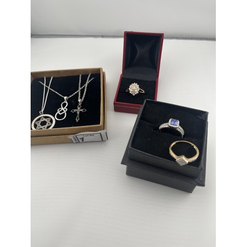1 - 3 Silver necklaces including marcasite and a silver ring etc