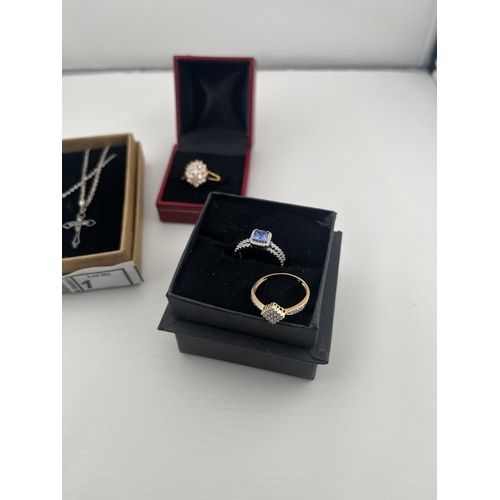 1 - 3 Silver necklaces including marcasite and a silver ring etc