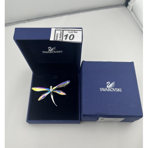 10 - Swarovski 'dragonfly' brooch including original box