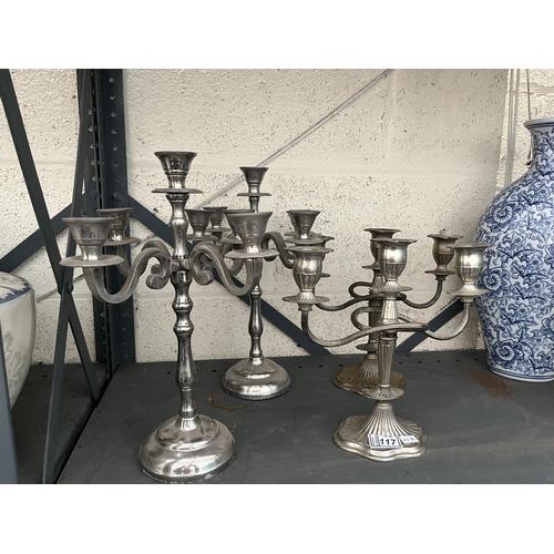 117 - 2 Pairs of candelabra