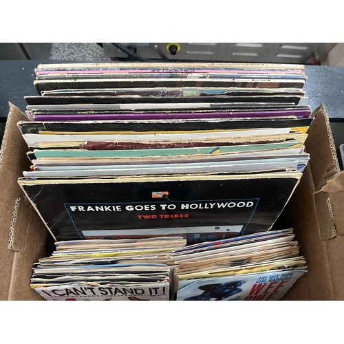 177 - Box containing LPs and singles including Whitney Houston and Frankie Goes To Hollywood