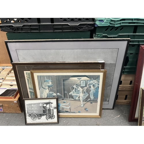 181 - Quantity of framed and glazed prints including an Arthur Sarnoff canine pool print