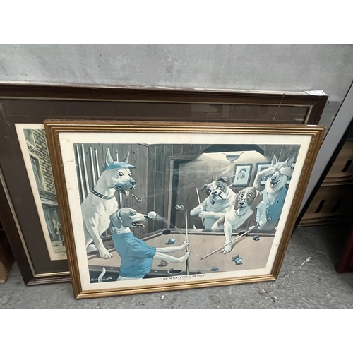 181 - Quantity of framed and glazed prints including an Arthur Sarnoff canine pool print