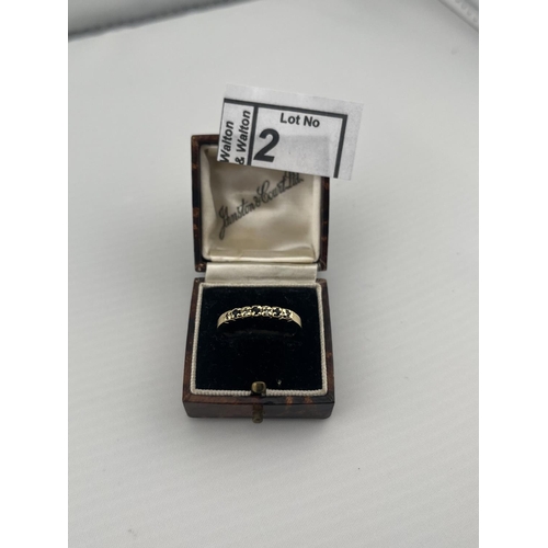 2 - Yellow metal stone set ring, size R