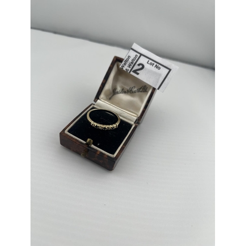 2 - Yellow metal stone set ring, size R