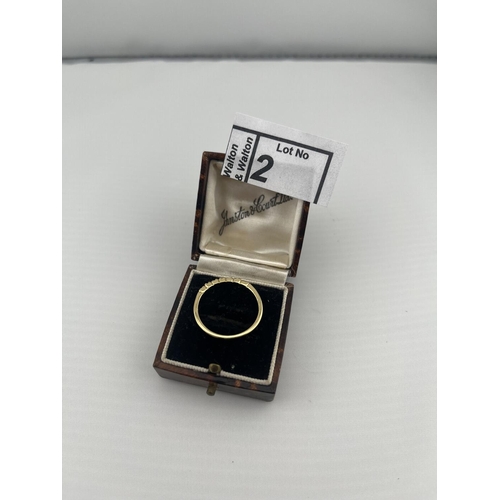 2 - Yellow metal stone set ring, size R