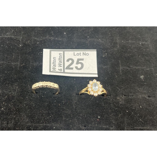25 - 2 9ct Gold rings including diamond, 2.8g - Only 10% buyer's premium