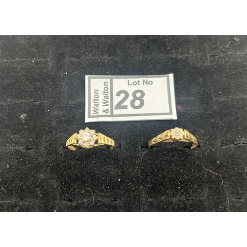 28 - 2 9ct Gold rings including diamond, 2.9g - Only 10% buyer's premium