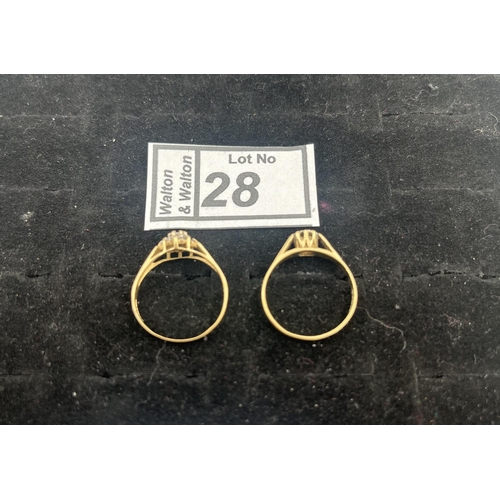 28 - 2 9ct Gold rings including diamond, 2.9g - Only 10% buyer's premium