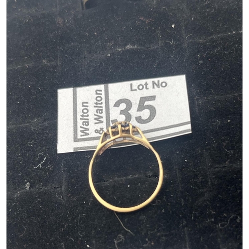 35 - 9ct Gold sapphire cluster ring, size Q 2g - Only 10% buyer's premium