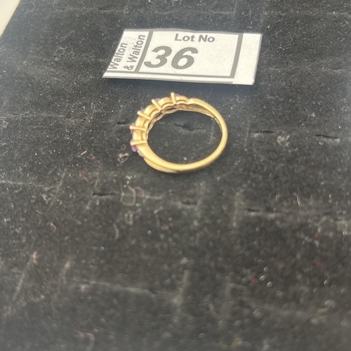 36 - 9ct Gold diamond amethyst ring, size O 2.1g - Only 10% buyer's premium