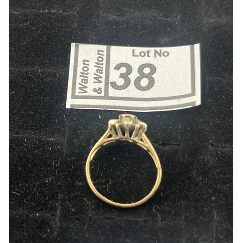 38 - 9ct Gold diamond cluster ring, size M 2.9g - Only 10% buyer's premium