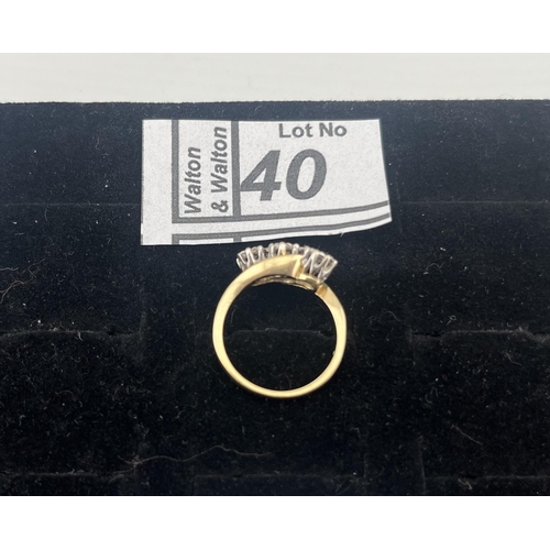 40 - 9ct Gold triple diamond ring, size L 3.2g - Only 10% buyer's premium