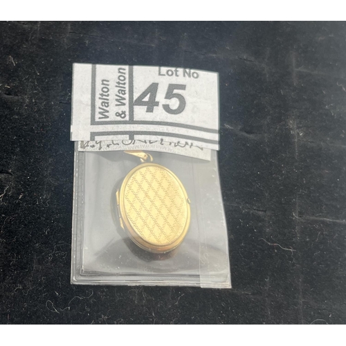 45 - Antique 9ct gold bk & ft locket, 3.2g - Only 10% buyer's premium