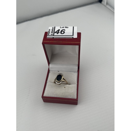 46 - 9ct Gold stone set ring, size M 2.8g - Only 10% buyer's premium