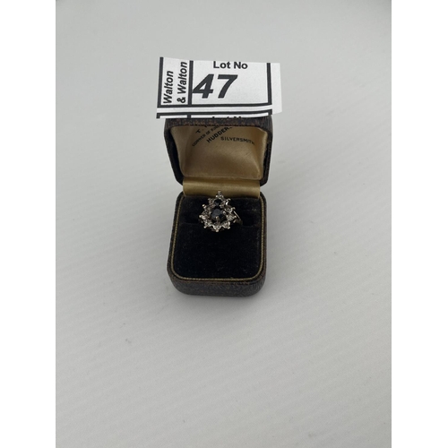 47 - Small vintage 9ct Gold stone set ring, size G-H 4g - Only 10% buyer's premium