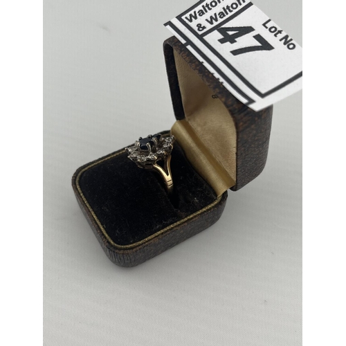 47 - Small vintage 9ct Gold stone set ring, size G-H 4g - Only 10% buyer's premium