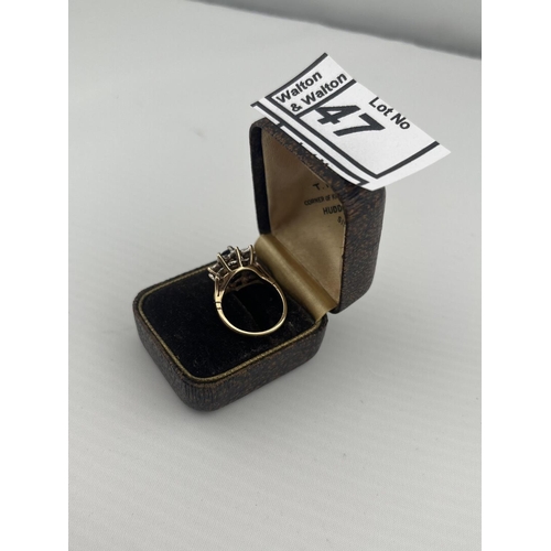 47 - Small vintage 9ct Gold stone set ring, size G-H 4g - Only 10% buyer's premium