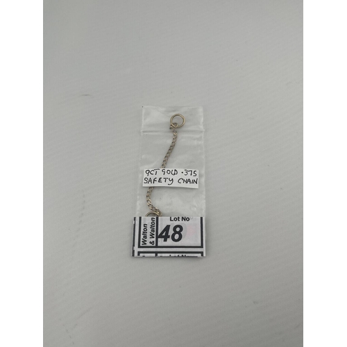 48 - 9ct Gold safety chain, 1.2g - Only 10% buyer's premium
