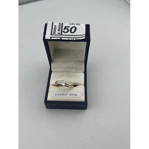 50 - 9ct Gold dual colour stone set ring, size P 2g - Only 10% buyer's premium