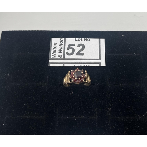 52 - Ornate 9ct gold stone set cluster ring, size K 2.3g - Only 10% buyer's premium