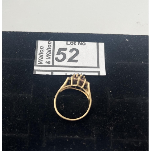 52 - Ornate 9ct gold stone set cluster ring, size K 2.3g - Only 10% buyer's premium