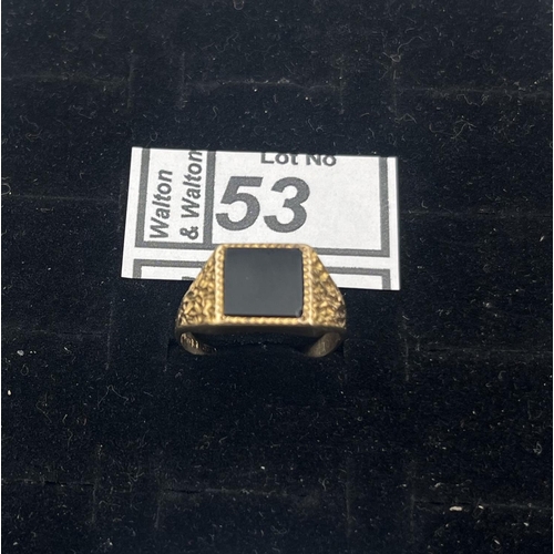 53 - 9ct Gold square signet ring, size U 3.5g - Only 10% buyer's premium