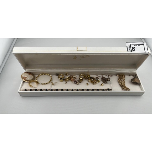 6 - Quantity of yellow metal jewellery including a cameo brooch