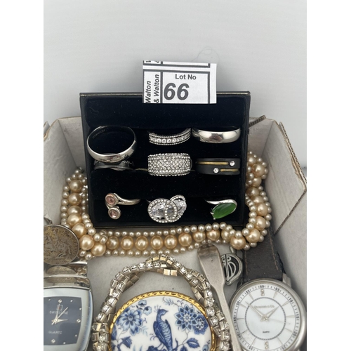 66 - Box containing 9ct gold and silver jewellery etc - Only 10% buyer's premium