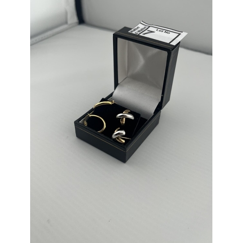 7 - 2 Pairs of 9ct gold earrings, 1.8g - Only 10% buyer's premium