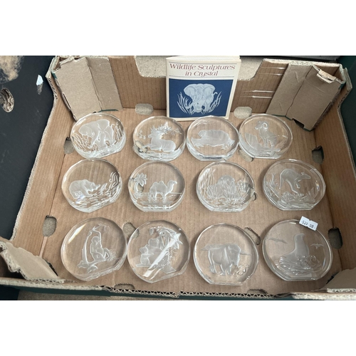 714 - Box containing 12 Danbury Mint 'Wildlife Crystals'