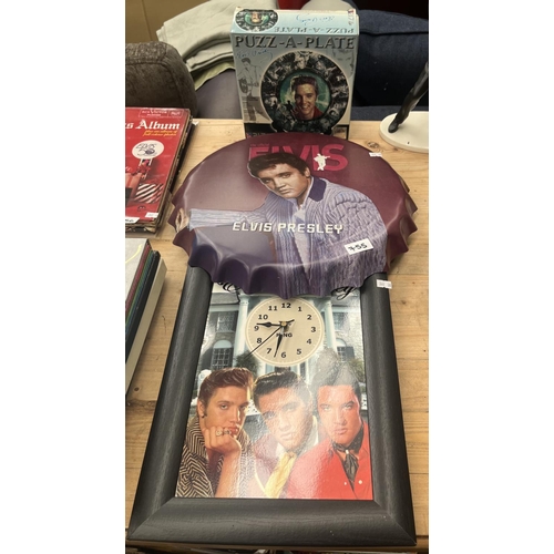 755 - Elvis 'The King' wall clock, wall mounted 'bottle top' and puzzle plate