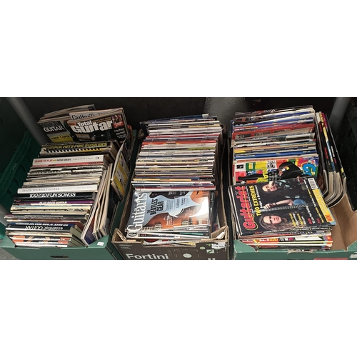 758 - 3 Boxes containing a large quantity of Guitarist magazines etc