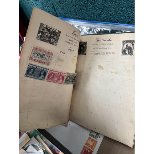 836 - Box containing a stamp album and a quantity of loose stamps