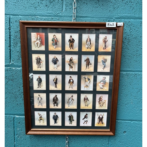 842 - Framed and glazed set of Cope's Cigarette cards featuring Dickens characters such as Dick Swiveller ... 