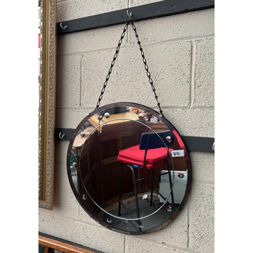 851 - Vintage circular bevel edge mirror (45cm diameter)